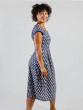 Load image into Gallery viewer, Vintage Pleat Dress - Blue Ikat