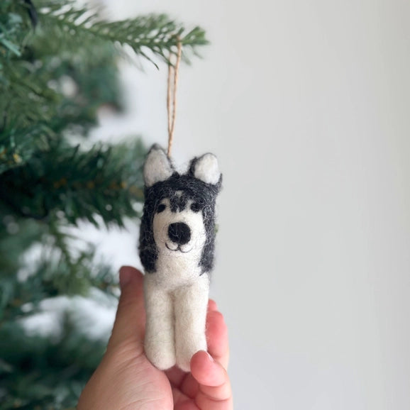 Black Husky Dog Ornament