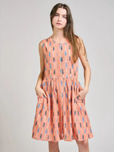 Load image into Gallery viewer, Kerala Placket Dress - Peach Ikat