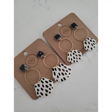 Load image into Gallery viewer, Black and White Dash Hoop Earrings
