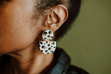 Load image into Gallery viewer, Black and White Leopard Earrings