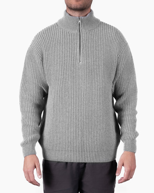 Colorful Standard Merino Quarter Zip Heather Grey M Men