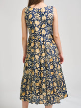 Load image into Gallery viewer, Thais Tiered Sleeveless Dress - Navy Floral
