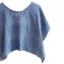 Load image into Gallery viewer, Block Print Crop Top - Blue Stripes