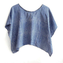 Load image into Gallery viewer, Block Print Crop Top - Blue Stripes