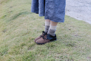 Nishiguchi Kutsushita, Wool, Made in Japan, Ethically Produced, Socks, Jaquard, Patterned, Oatmeal