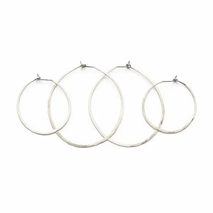 Hand Formed Hoops Sterling Silver 2.5"