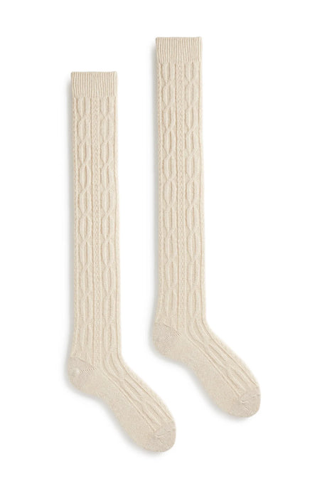Wool Cashmere Cable Over The Knee Socks