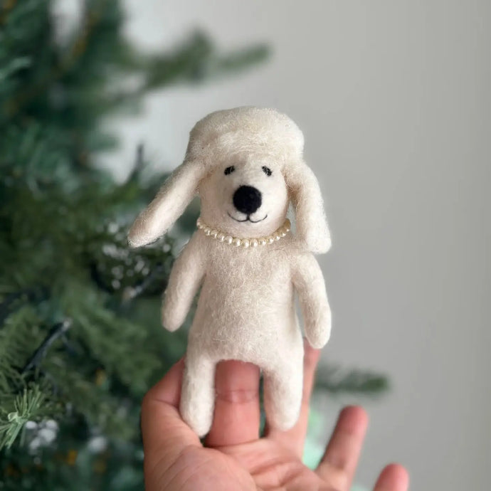 White Poodle Finger Puppet