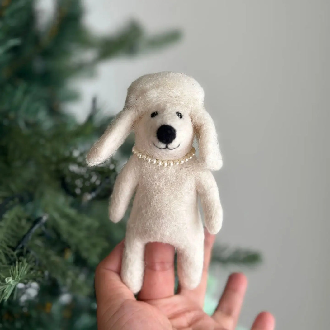 White Poodle Finger Puppet