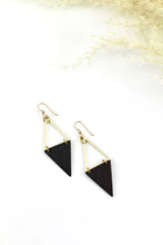 Load image into Gallery viewer, Brass &amp; Wood Mirrored Earrings