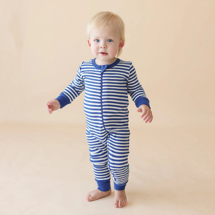 2 Way Zip Striped Long Sleeve Romper