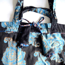 Load image into Gallery viewer, Organic Cotton Blockprinted Bag - Black Roses