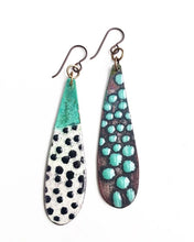 Load image into Gallery viewer, Black &amp; White Patina Teardrop Earrings