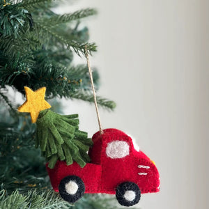 Pickup Truck with Christmas Tree Ornament