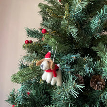 Load image into Gallery viewer, Jack Russell Dog with Christmas Hat Ornament