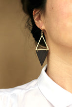 Load image into Gallery viewer, Brass &amp; Wood Mirrored Earrings