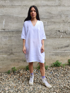 Naima 3/4 Sleeve Dress in Crinkle Linen
