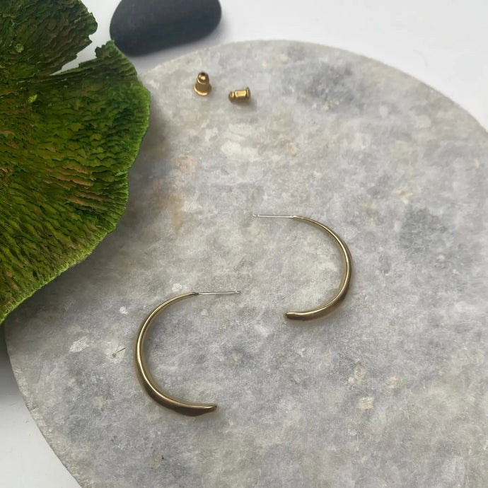 Thick Brass Crescent Studs