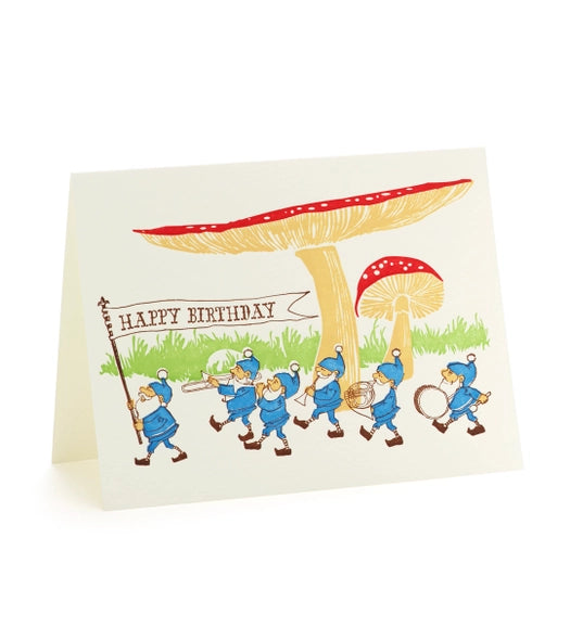 Gnomes Parade Happy Birthday Card