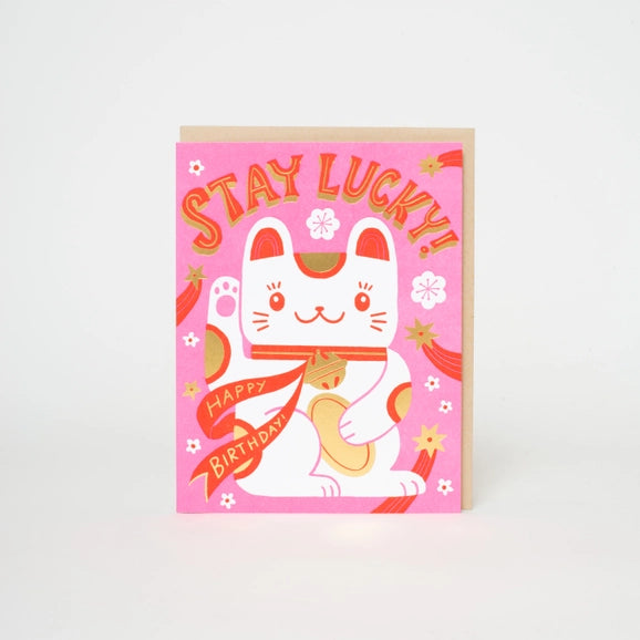 Birthday Stay Lucky Cat Card