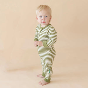 2 Way Zip Striped Long Sleeve Romper