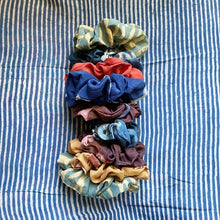 Load image into Gallery viewer, Cotton Silk Hand Dyed and Block Printed Scrunchies - Set of 2