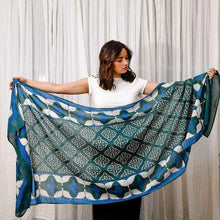 Load image into Gallery viewer, Block Print Cotton Silk Scarf/ Wrap - Ethereal