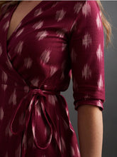 Load image into Gallery viewer, Anaya Wrap Dress - Garnet Ikat