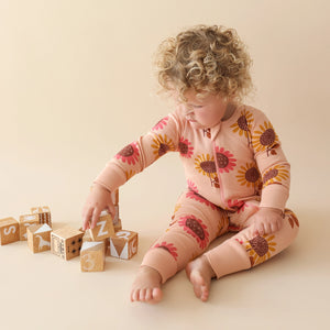 2 Way Zip Printed Long Sleeve Romper