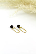 Load image into Gallery viewer, Brass &amp; Wood Window Earrings