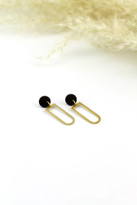 Brass & Wood Window Earrings
