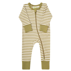 2 Way Zip Striped Long Sleeve Romper