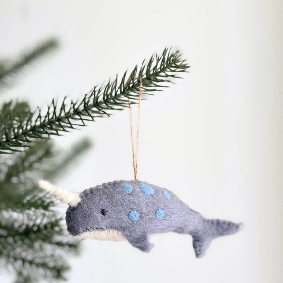 Blue Narwhal Ornament