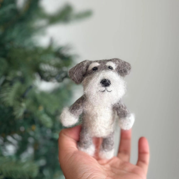 Schnauzer Dog Finger Puppet