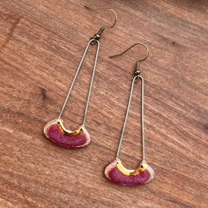 Maroon Cut Oval Clay Earrings