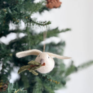 Felt Dove with Olive Twig Ornament