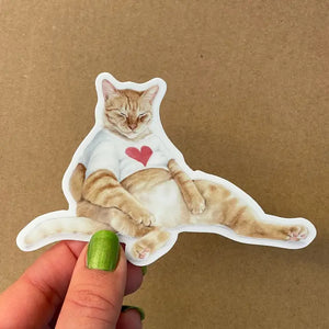 Orange Tabby in Heart Tee Sticker