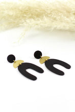 Load image into Gallery viewer, Brass &amp; Wood Stacking Earrings