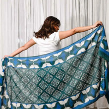 Load image into Gallery viewer, Block Print Cotton Silk Scarf/ Wrap - Ethereal