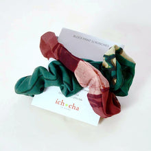 Load image into Gallery viewer, Cotton Silk Hand Dyed and Block Printed Scrunchies - Set of 2