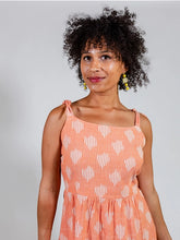 Load image into Gallery viewer, Provence Midi Dress - Peach Ikat