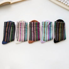 Load image into Gallery viewer, Women's Cotton Striped Crew Socks