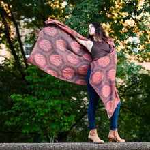 Load image into Gallery viewer, Block Print Cotton Silk Scarf/ Wrap - Mia Plum Leaf