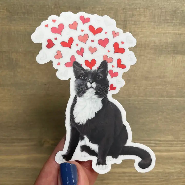 Loving Tuxedo Cat Sticker