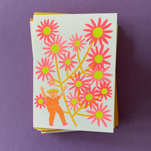 Aster Blooming Risograph Mini Card