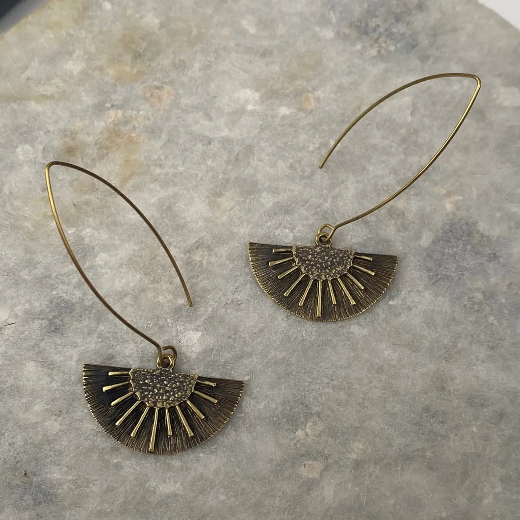 Blackened Rays Drop Earrings