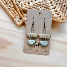 Load image into Gallery viewer, 2 Piece Turquoise Striped Ceramic Clay Earrings