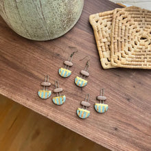 Load image into Gallery viewer, Two Piece Blue Striped and Natural Clay Earrings