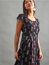 Load image into Gallery viewer, Vintage Pleat Dress - Black Ikat